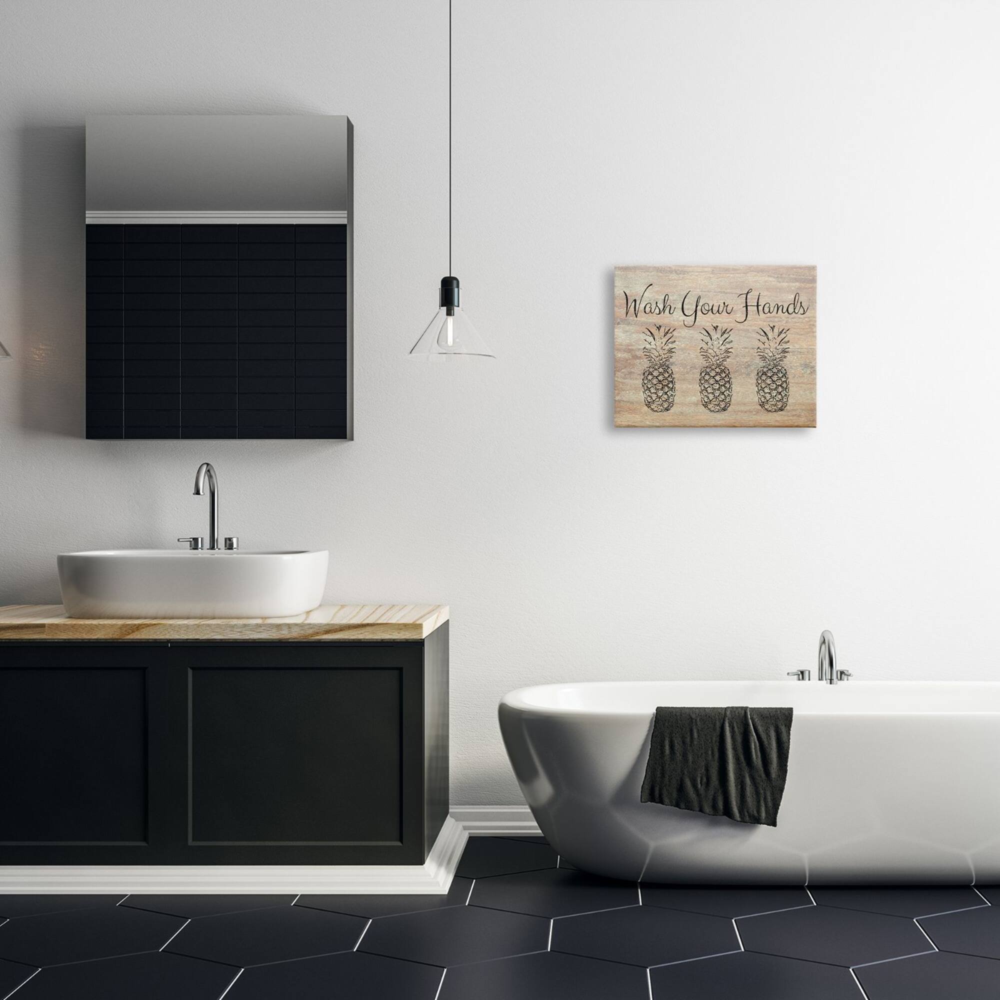 Stupell Industries Wash Your Hands Pineapple Canvas Wall Art